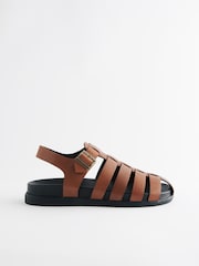 Tan Brown Edit Leather Woven Sandals - Image 2 of 6
