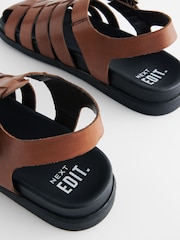 Tan Brown Edit Leather Woven Sandals - Image 4 of 6