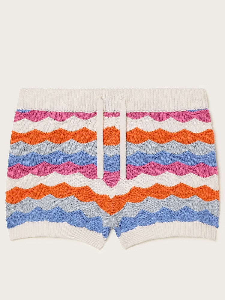 Monsoon Multi Wavy 100% Cotton Stripe Knit Shorts - Image 2 of 4