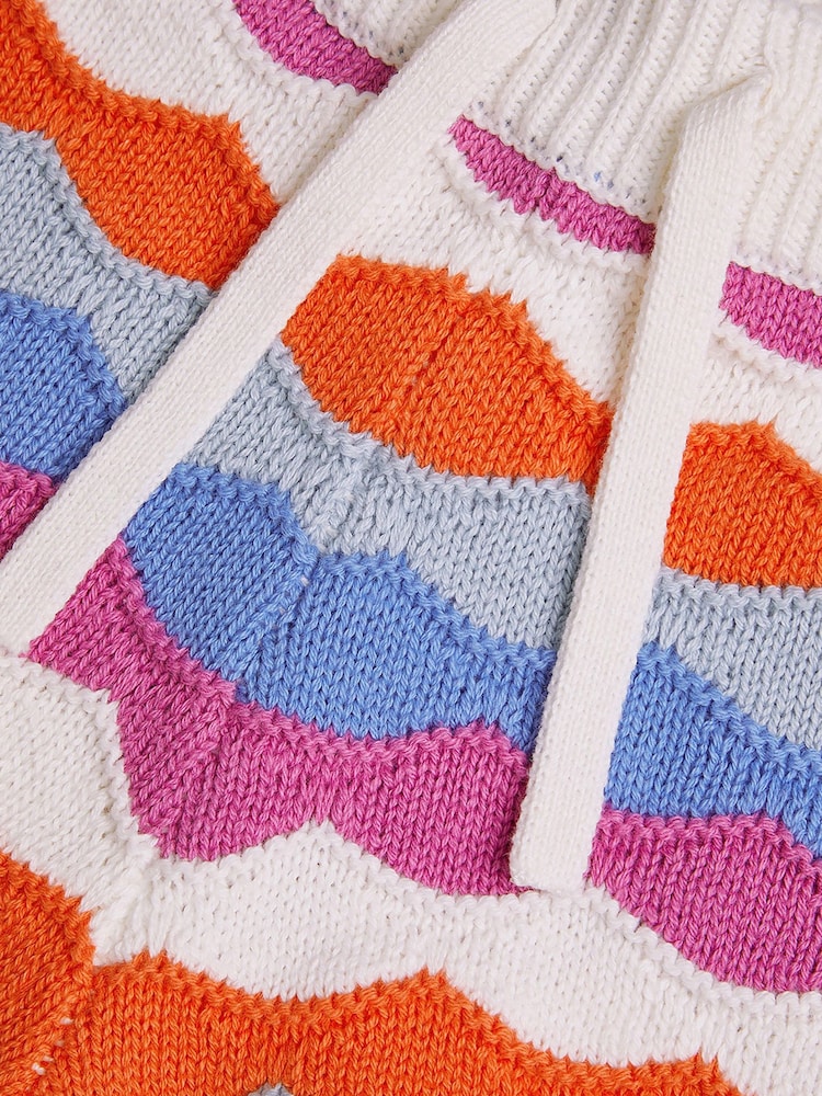 Monsoon Multi Wavy 100% Cotton Stripe Knit Shorts - Image 4 of 4