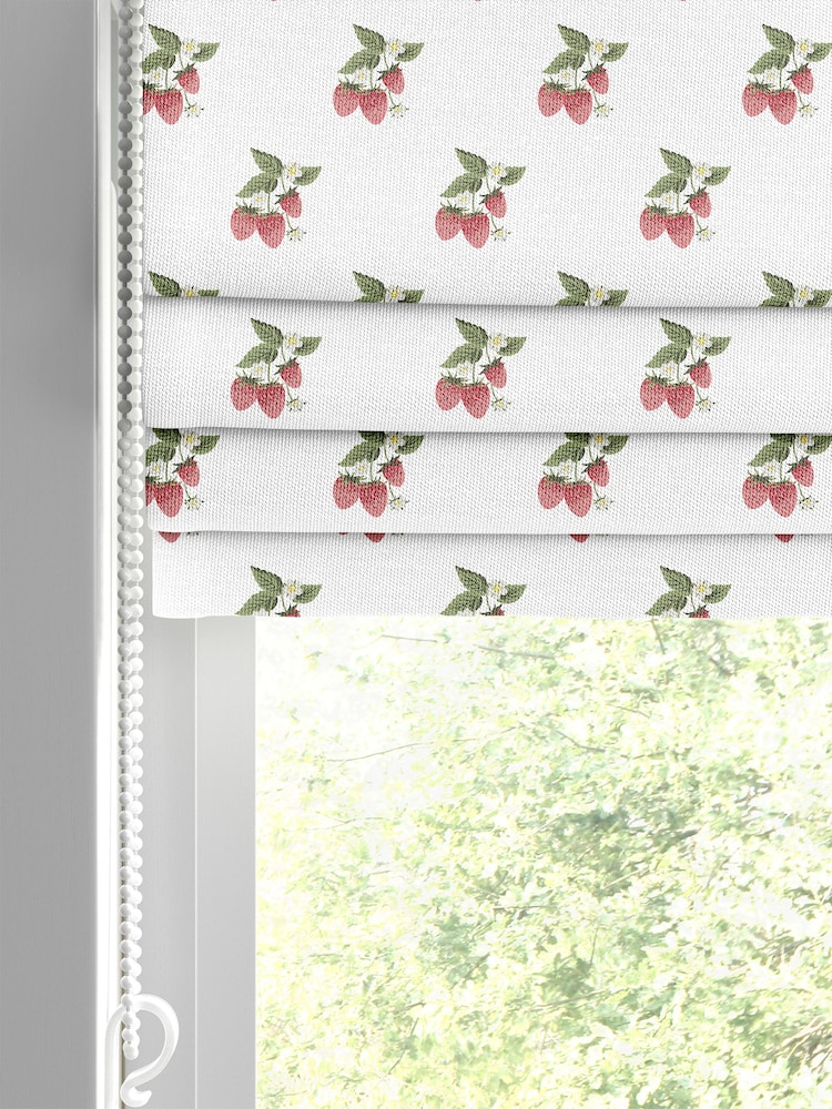 Sophie Allport White Strawberries Made to Measure 100% Cotton Roman Blinds - Image 2 of 6