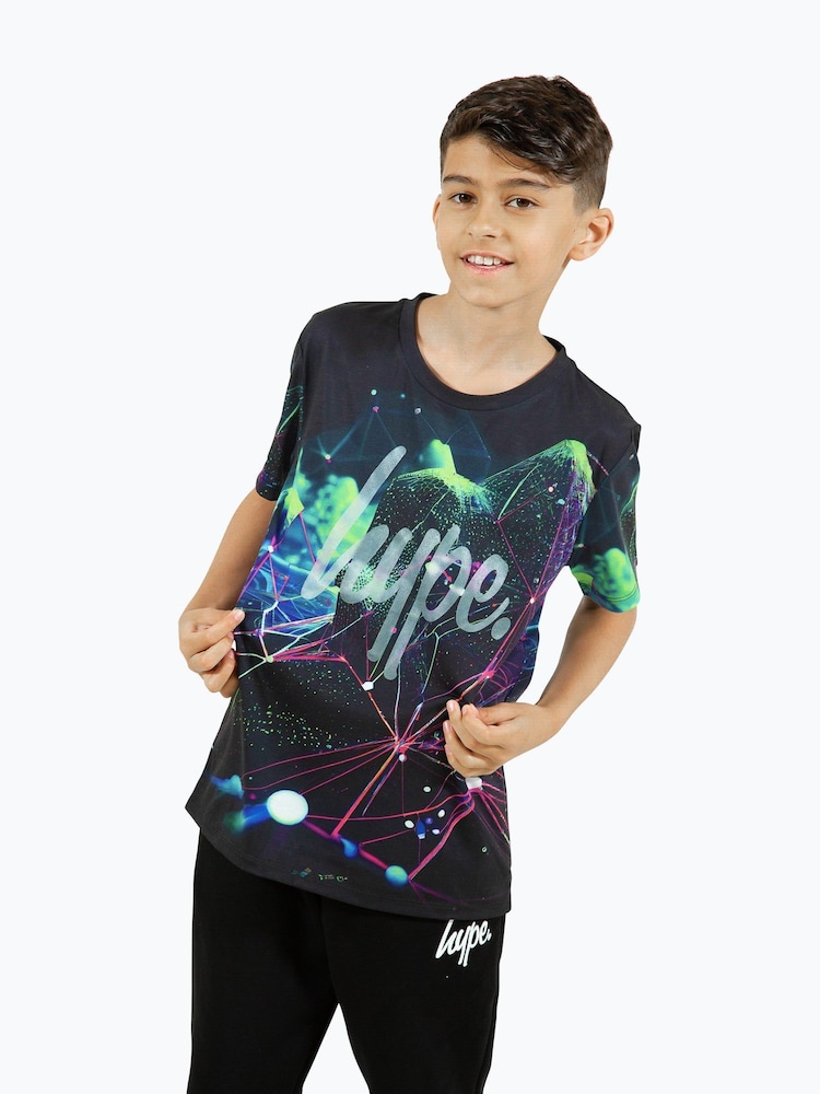 Hype. Boys Abstract Fractal Black T-Shirt - Image 3 of 9