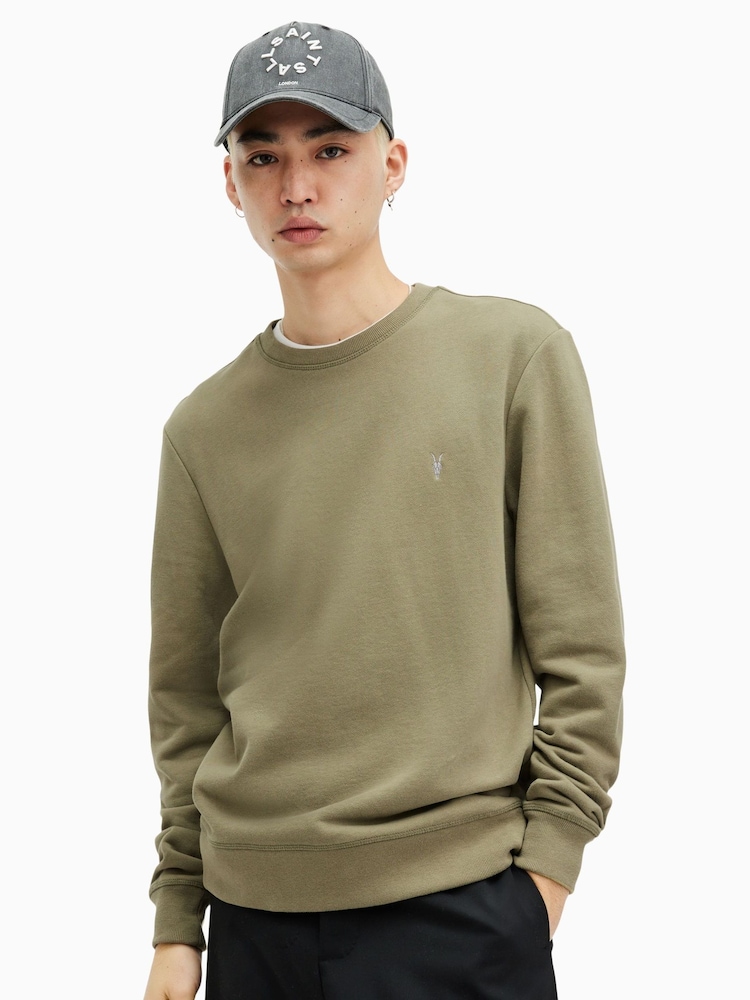 All Saints Green Green Raven Crew Sweatshirt - Image 1 of 6