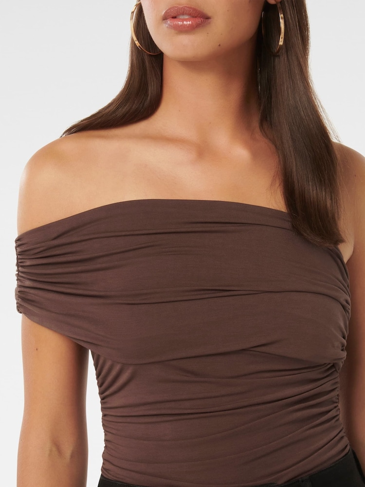 Forever New Brown Daphne One Shoulder Ruched Top - Image 2 of 5