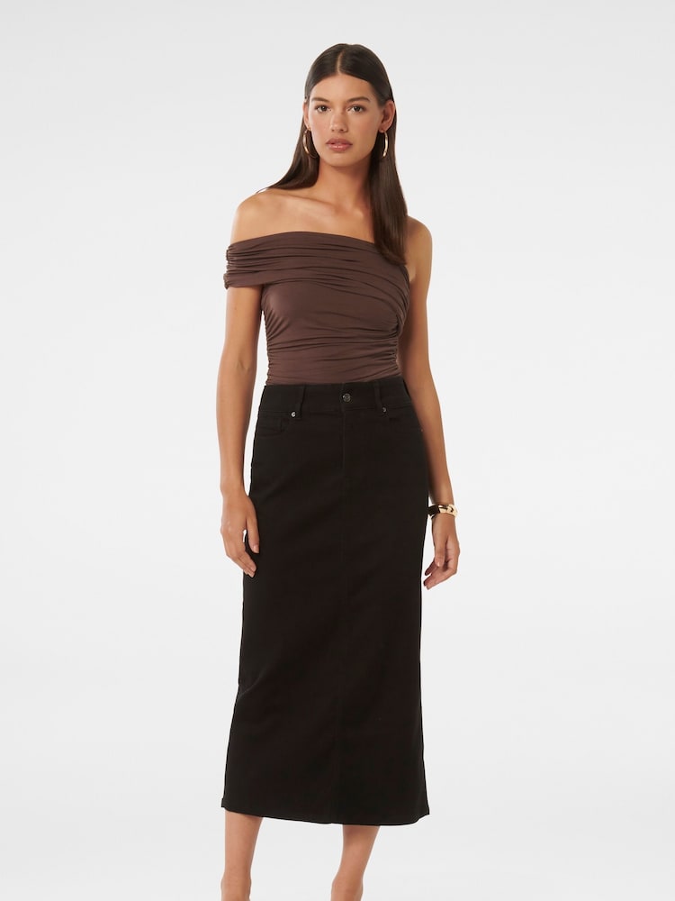 Forever New Brown Daphne One Shoulder Ruched Top - Image 5 of 5