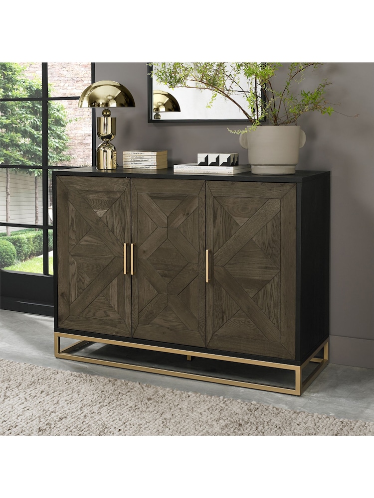 Bentley Designs Fumed Oak Brass Athena Narrow Sideboard - Image 1 of 5