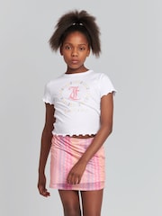 Juicy Couture Girls 100% Cotton Lettuce Hem Cropped T-Shirt - Bild 1 von 5