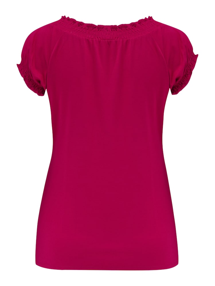 Rosa - Top de punto elástico con mangas casquillo y pespuntes en contraste Payton de Pour Moi - Imagen 4 de 4