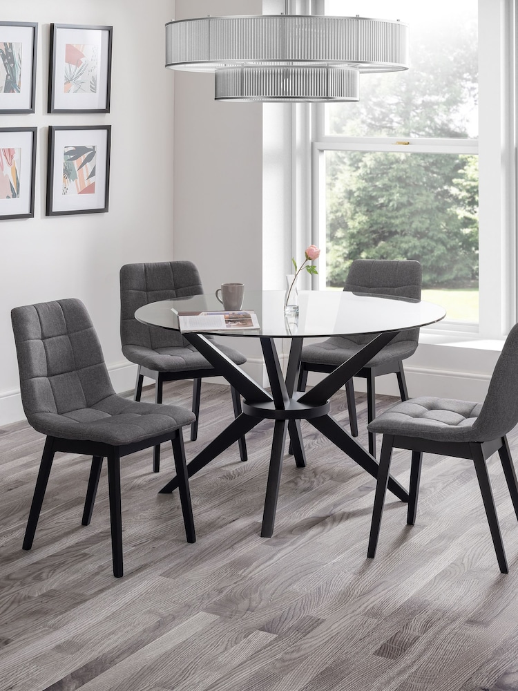 Julian Bowen Black Hayden Round Glass 120cm Table - Image 1 of 5