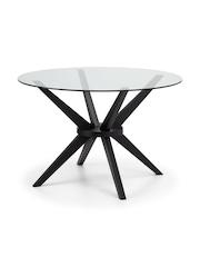 Julian Bowen Black Hayden Round Glass 120cm Table - Image 2 of 5