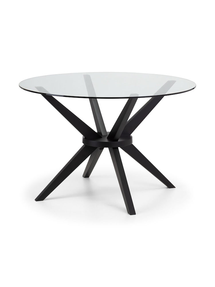 Julian Bowen Black Hayden Round Glass 120cm Table - Image 2 of 5