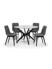 Julian Bowen Black Hayden Round Glass 120cm Table - Image 3 of 5