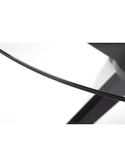 Julian Bowen Black Hayden Round Glass 120cm Table - Image 4 of 5