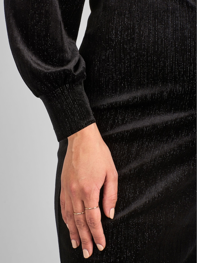 JoJo Maman Bébé Black Sparkle High Neck Maternity Mini Dress - Image 4 of 4