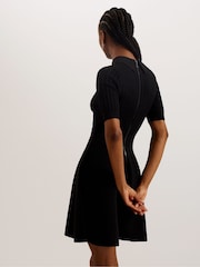 Ted Baker Black Knitted Miiaaa Skater Dress With Collar - Image 2 of 6