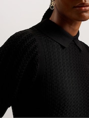 Ted Baker Black Knitted Miiaaa Skater Dress With Collar - Image 4 of 6