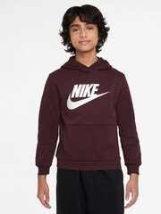 Nike Burgundy Red Club Fleece Logo Hoodie - Image 1 of 3