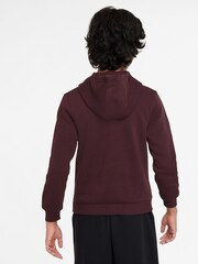 Nike Burgundy Red Club Fleece Logo Hoodie - Image 2 of 3