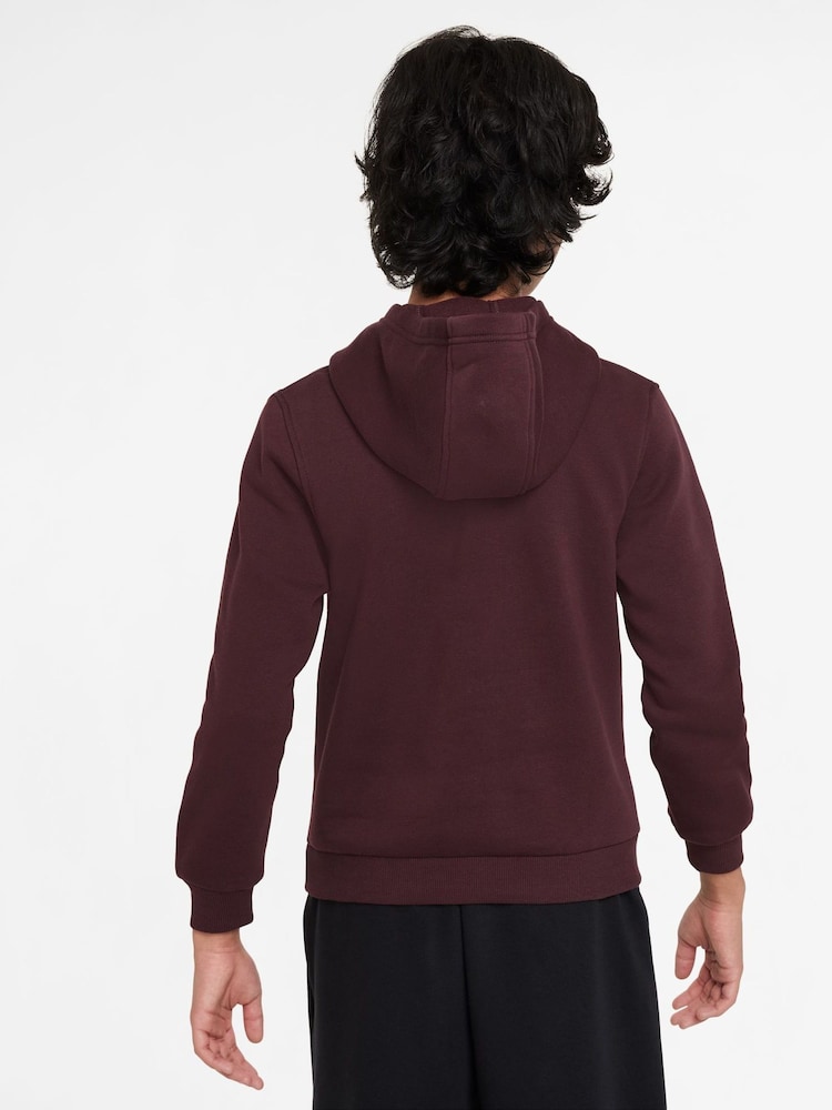 Nike Burgundy Red Club Fleece Logo Hoodie - Image 2 of 3