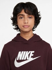 Nike Burgundy Red Club Fleece Logo Hoodie - Image 3 of 3
