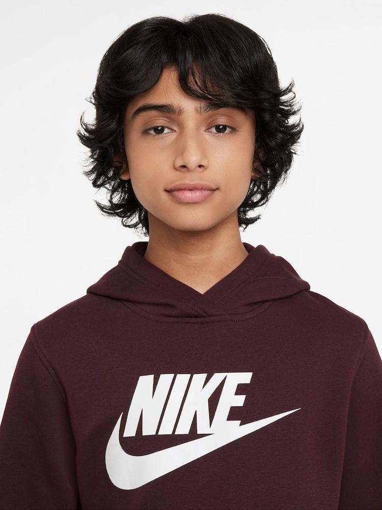 Nike Burgundy Red Club Fleece Logo Hoodie - Image 3 of 3
