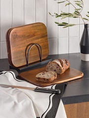Set of 3 Natural Bronx Chopping Boards with Wire Stand - Image 1 of 7