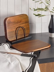 Set of 3 Natural Bronx Chopping Boards with Wire Stand - Image 2 of 7