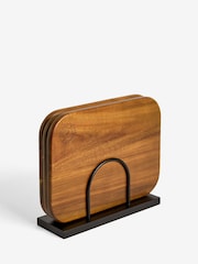 Set of 3 Natural Bronx Chopping Boards with Wire Stand - Image 5 of 7