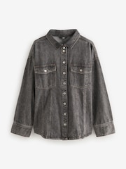 Washed Black Seam Front Denim Shirt - Image 7 of 7