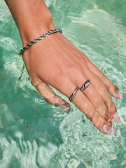 Silver Tone Stainless Steel Chunky Twist Ring - Image 1 of 8