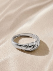 Silver Tone Stainless Steel Chunky Twist Ring - Image 5 of 8