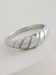 Silver Tone Stainless Steel Chunky Twist Ring - Image 6 of 8