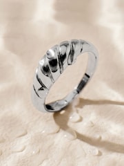 Silver Tone Stainless Steel Chunky Twist Ring - Image 8 of 8