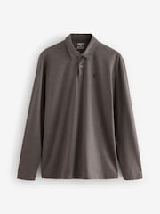Black/White/Navy/Neutrals Long Sleeve Jersey Polo Shirts 5 Pack - Image 10 of 16