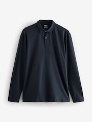 Black/White/Navy/Neutrals Long Sleeve Jersey Polo Shirts 5 Pack - Image 11 of 16