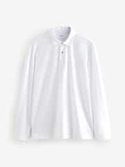 Black/White/Navy/Neutrals Long Sleeve Jersey Polo Shirts 5 Pack - Image 12 of 16