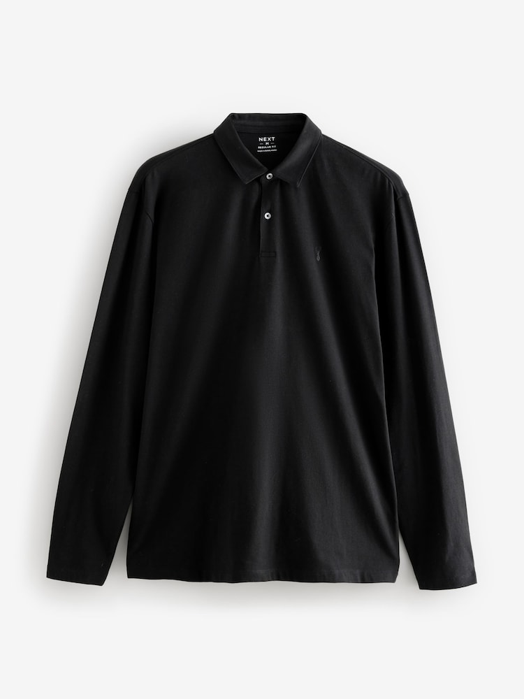 Noir/Blanc/Navy/Neutre - Lot de 5 polos en jersey à manches longues - Image 14 of 16