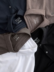 Black/White/Navy/Neutrals Long Sleeve Jersey Polo Shirts 5 Pack - Image 15 of 16