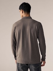 Black/White/Navy/Neutrals Long Sleeve Jersey Polo Shirts 5 Pack - Image 3 of 16