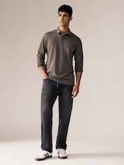 Black/White/Navy/Neutrals Long Sleeve Jersey Polo Shirts 5 Pack - Image 4 of 16