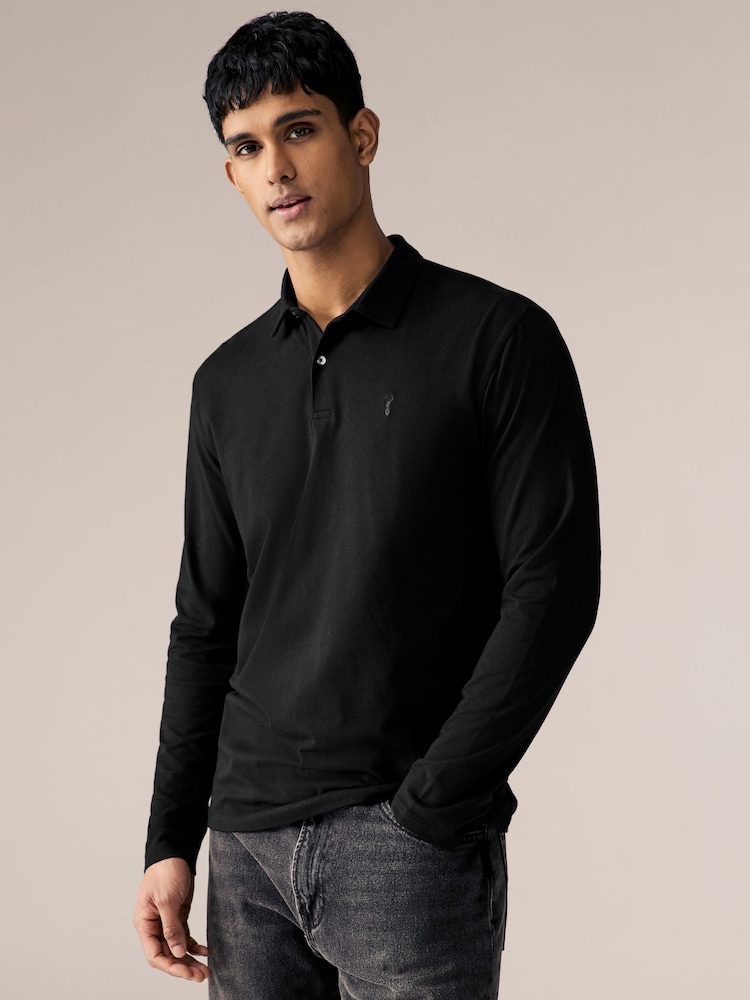 Noir/Blanc/Navy/Neutre - Lot de 5 polos en jersey à manches longues - Image 5 of 16