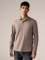 Black/White/Navy/Neutrals Long Sleeve Jersey Polo Shirts 5 Pack - Image 7 of 16