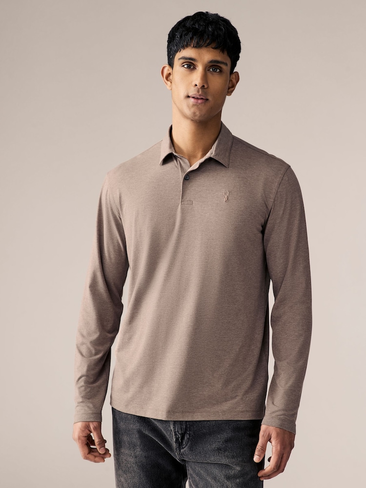 Noir/Blanc/Navy/Neutre - Lot de 5 polos en jersey à manches longues - Image 7 of 16