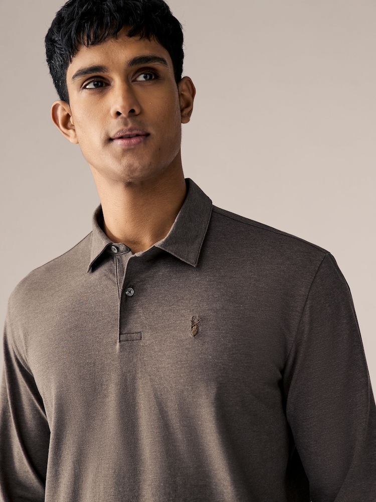 Noir/Blanc/Navy/Neutre - Lot de 5 polos en jersey à manches longues - Image 9 of 16
