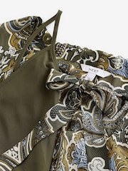 Khaki Green Gathered Tie Neck Volume Sleeve Maxi Dress - Image 6 of 7