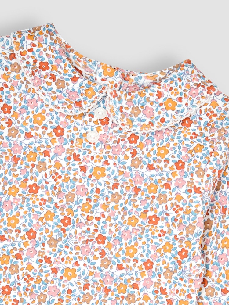 JoJo Maman Bébé Mustard Ditsy Floral Peter Pan Top - Image 3 of 3