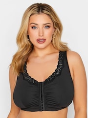 Yours Curve Black Lace Trim Front Fastening Bra 2 Pack - Image 2 of 3