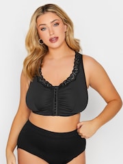 Yours Curve Black Lace Trim Front Fastening Bra 2 Pack - Image 3 of 3