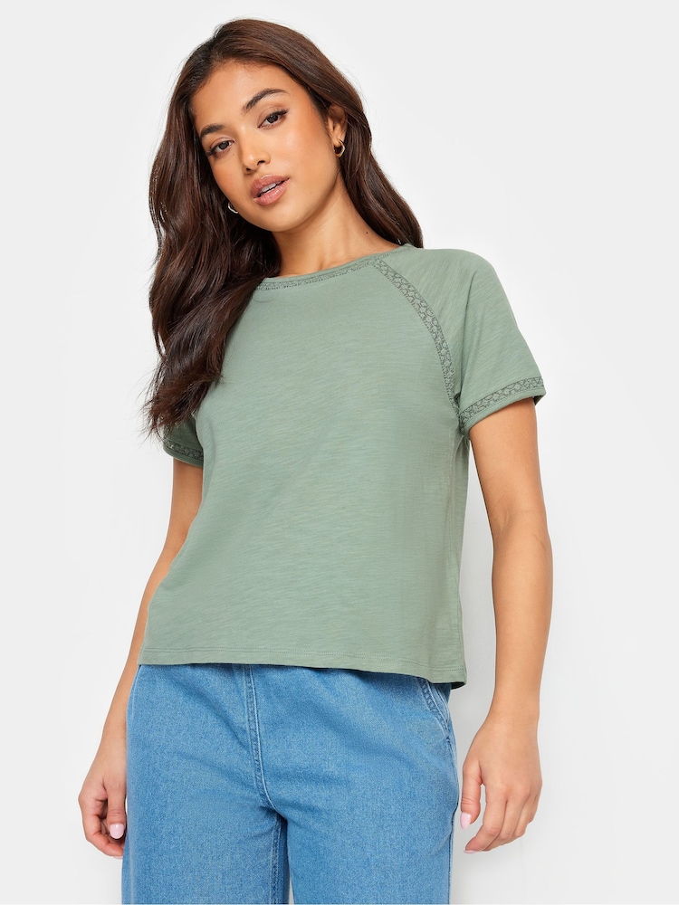 PixieGirl Petite Green Crochet Trim Top - Image 1 of 5