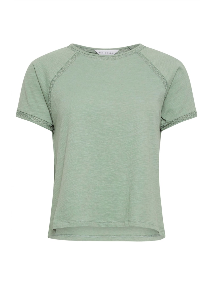 PixieGirl Petite Green Crochet Trim Top - Image 5 of 5